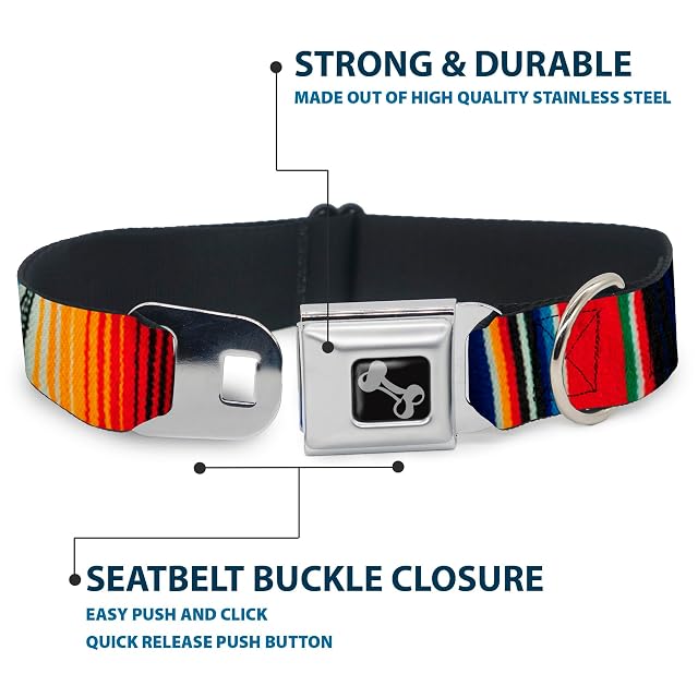Foto 4 de 8 de Buckle Down 11 - 17 "zarape2 Vertical Multi Color Rayas Collar de Perro Hueso, tamaño Mediano