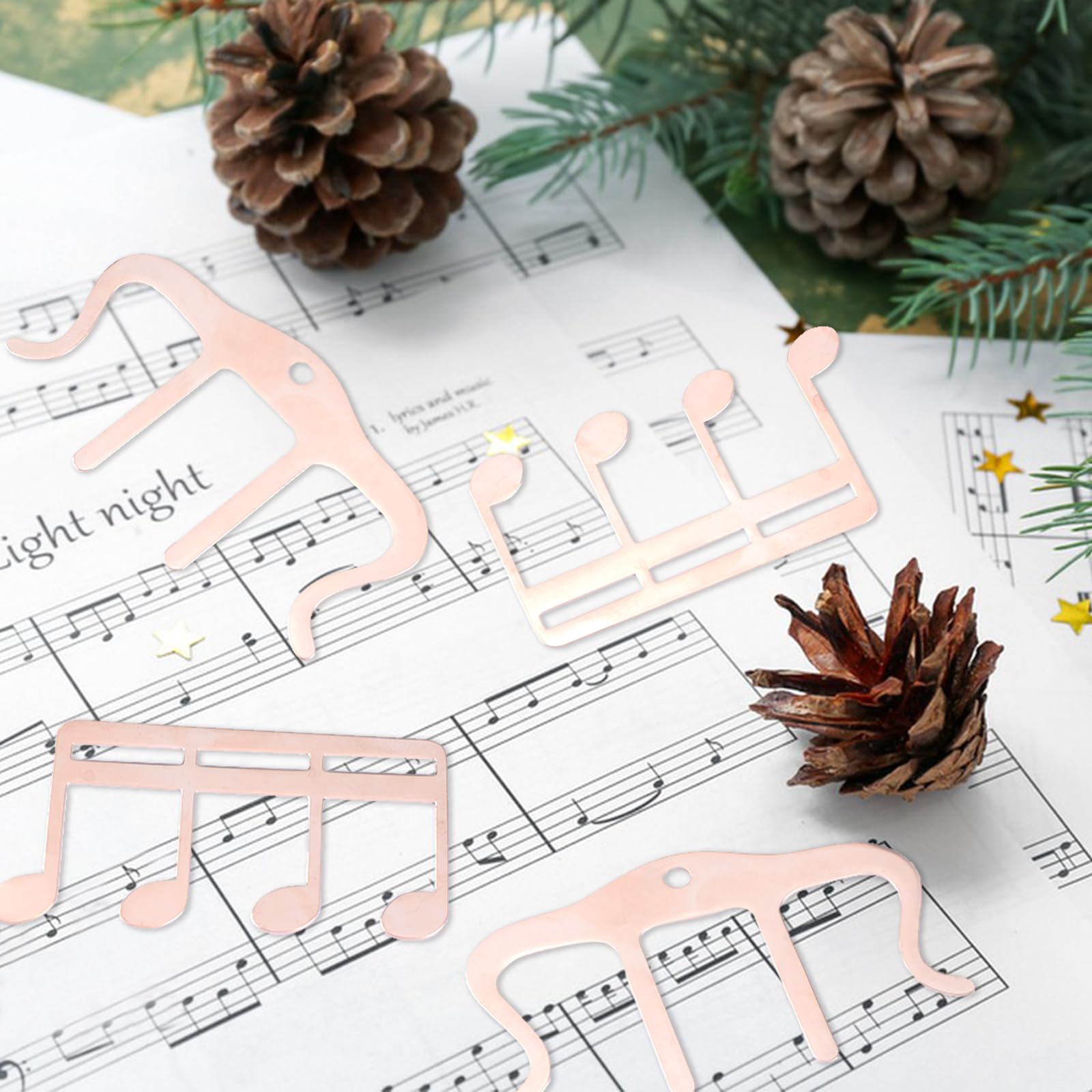 HOMMDECO Piano Book Sheet Music Folder 2 PCS Metal Note & M Shape Holder Book Snack Bag Page Marker Holder for Keyboard Piano Guitar Sheet Music Accessories - Image 2