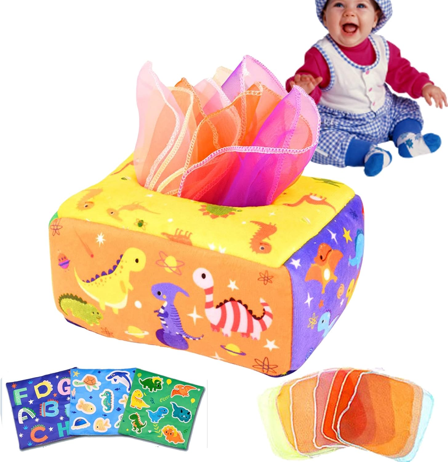 Baby Soft Tissue Box Toy Set,Baby tear not broken tissue box Soft