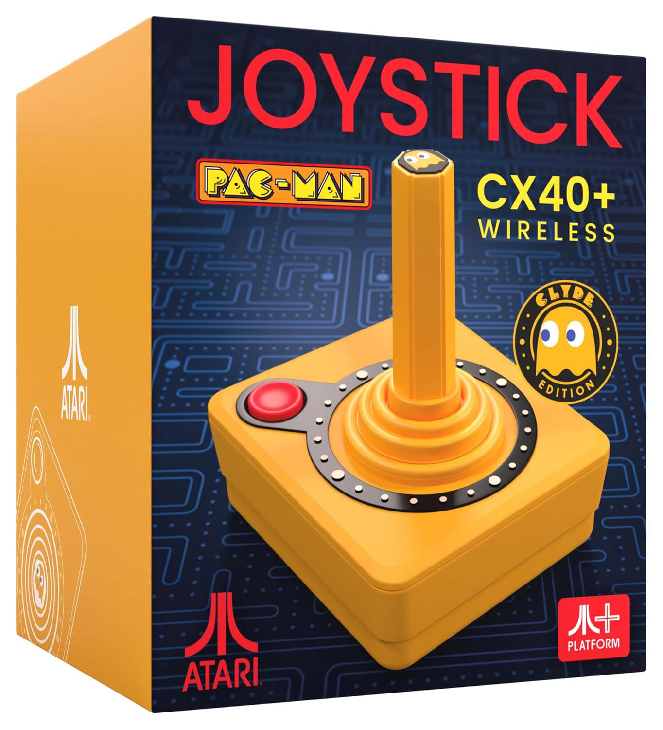 Pac- Man Atari CX40+ Wireless Joystick - Clyde Edition - Orange