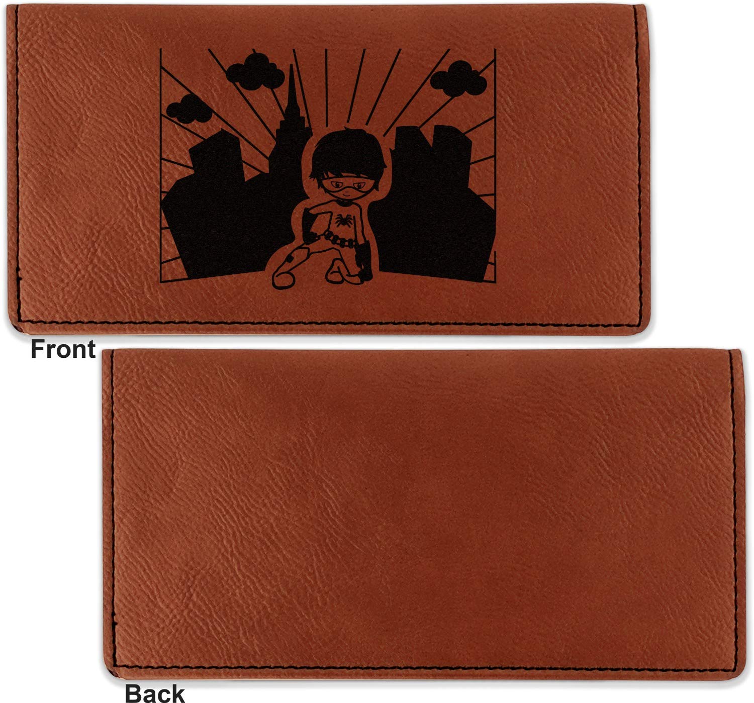 Superhero in the City Leatherette Checkbook Holder - Single Sided