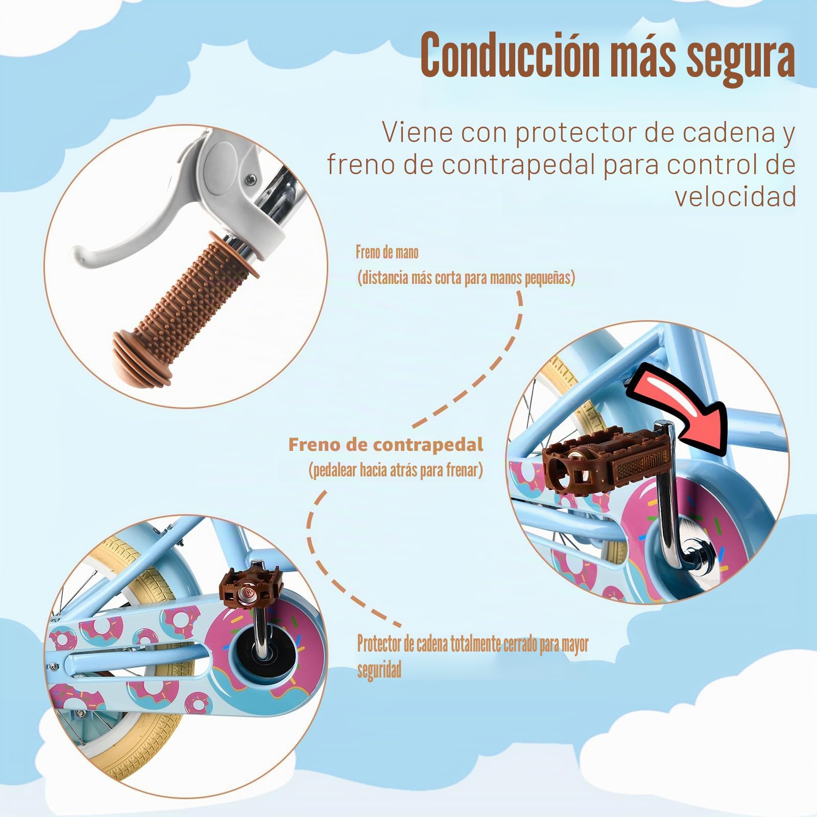 RULLY Bicicleta infantil para niña, bicicleta de ejercicio con ruedas estabilizadoras, cesta y asiento de muñeca, asiento ajustable, bicicleta para niños de 2 a 7 años, color rosa, morado, azul