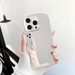 Compatible with iPhone 16 Pro Max Mirror case, with [Four Corner Guard] Shockproof Protective Bumper for Woman Girls Makeup Touch up Back Camera Selfies Mirror Vlogging Streaming (Mirror16pm)