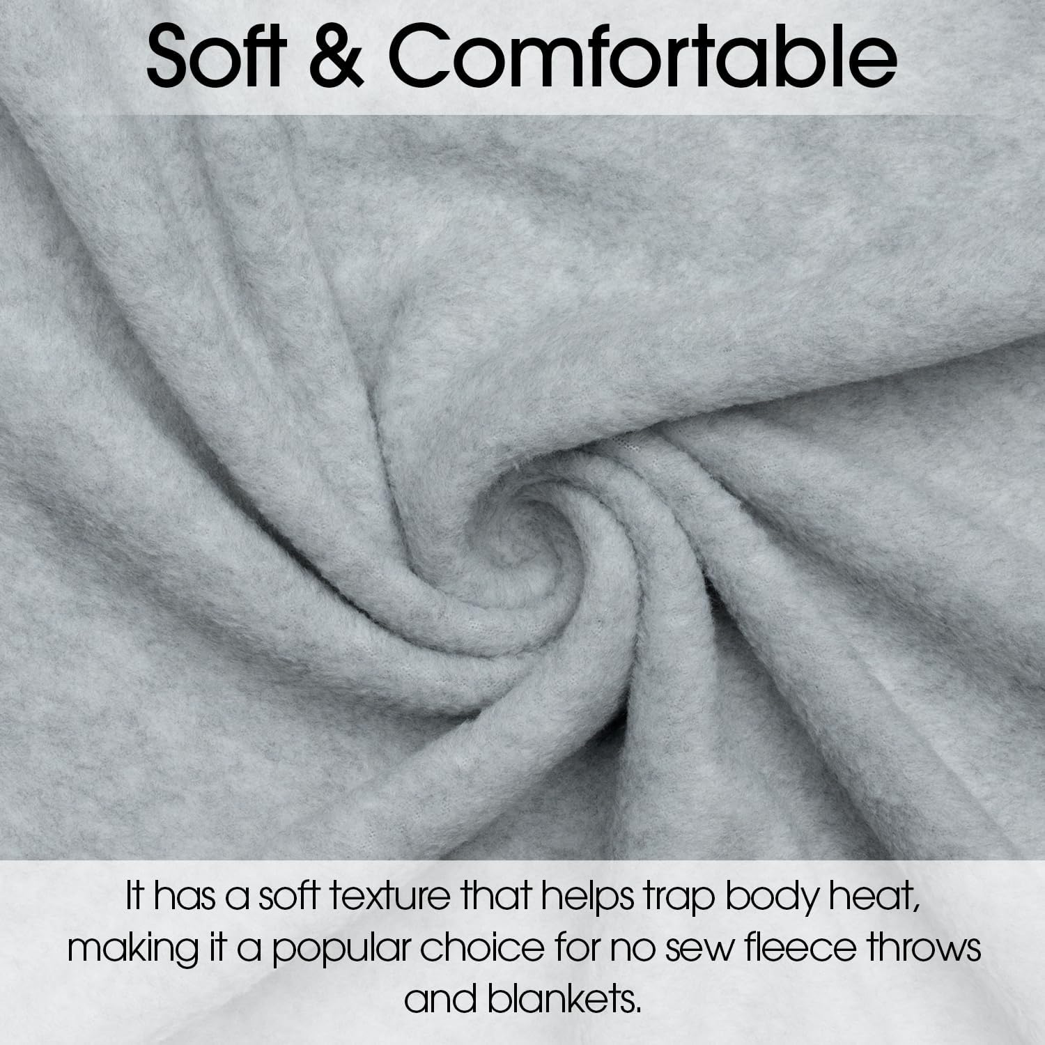Pico Textiles 2 Yards Bolt - Heather Gray Solid Fleece Fabric - Solid Color Fleece Fabric - Sold by The Bolt - Variety of Colors - Ideal for Sewing Projects and No Sew Fleece Throws