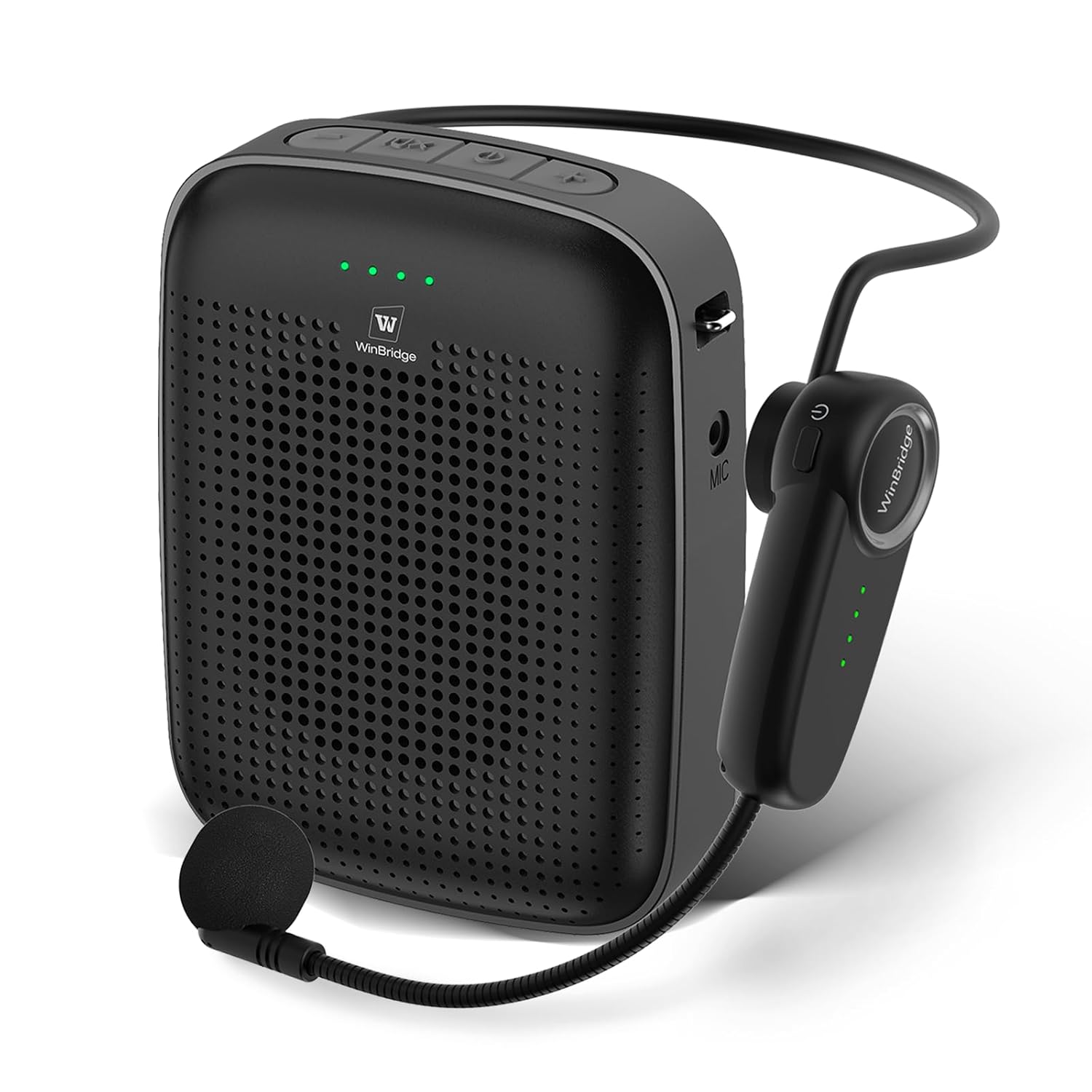 WinBridge Wireless Voice Amplifier for Teachers – 15W Portable Bluetooth Speaker with Wireless Microphone Headset, Mini PA System, Personal Mic for Classroom, Teaching, Training & Public Speaking A002