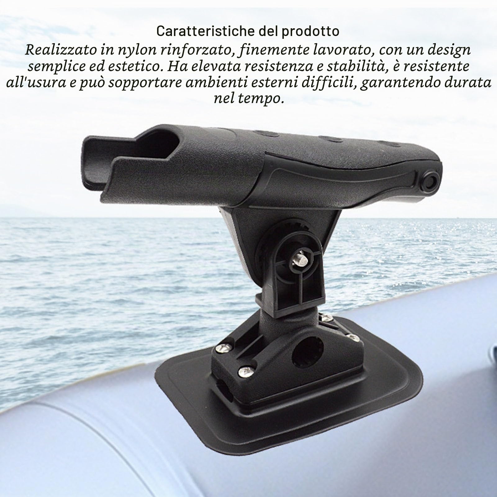BuyWeek Supporto per Canna da Pesca Portacanna da Pesca, 360 Gradi Regolabile in Nylon in PVC per Kayak Barca