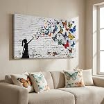Blue Art mural en toile d'arbre - Peintures botaniques modernes pour le salon, décoration murale de chambre, mur encadré d'art pour décoration de maison ou de bureau, grand mur d'Art 50x100cm(20x40in)