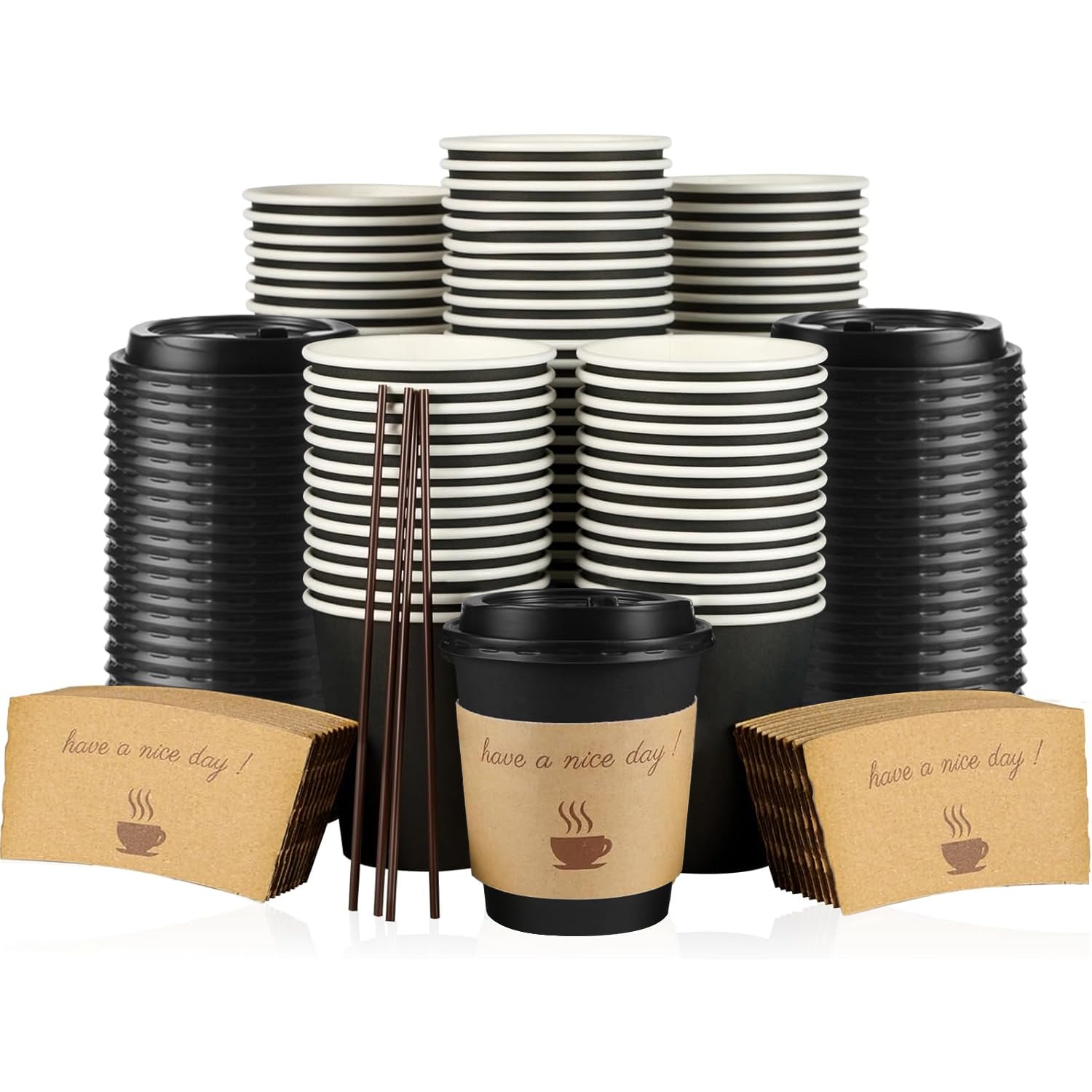 Disposable Coffee Cups - 100 Pack 16oz -8