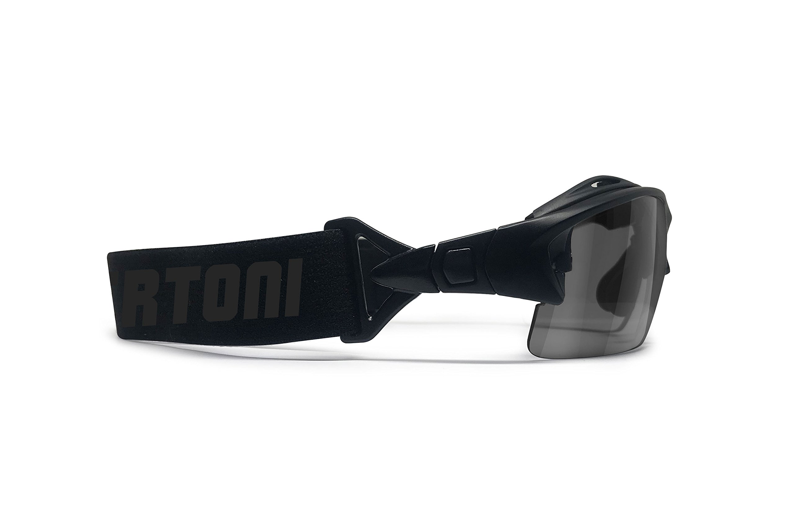BERTONI Occhiali sportivi con 3 lenti antiappannamento inluse montatura e fascia elastica intercambiabili con clip per lenti correttive – modello 399