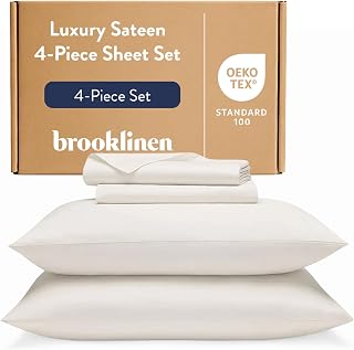 Brooklinen Sateen 4-Pc Sheet Set Hotel-Quality Luxury - Queen, Cream | Buttery-soft 100% long-staple cotton sateen, silky & hotel-quality; softest sheets; breathable & durable; cool & luxurious.
