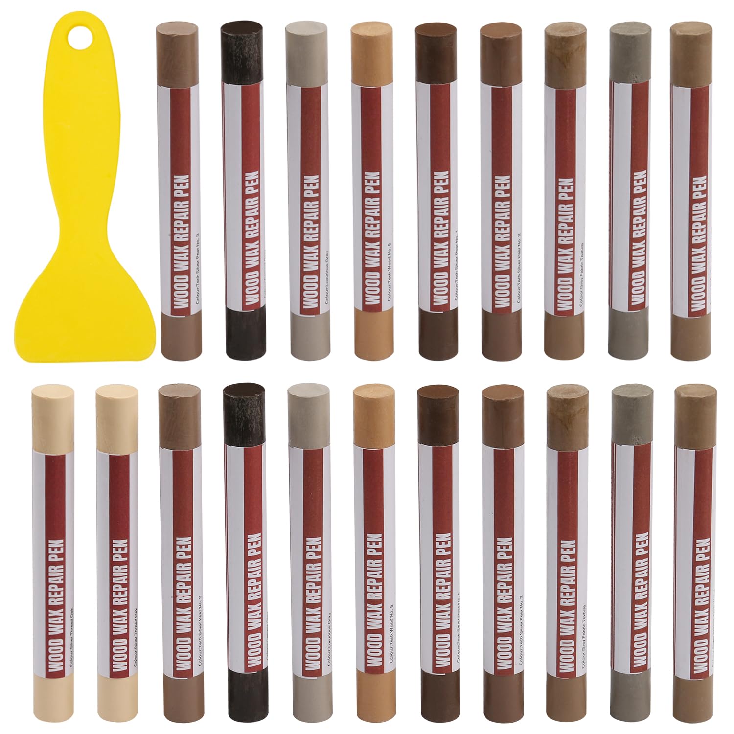 YIEMI Wood Filler Sticks 20 Colors Repair Wax Sticks Kit Furniture Touch Up Crayons for Repairing Scratches Holes Cracks Wood Floor Tables Cabinets Doors Hardwood(Technicolor Series)