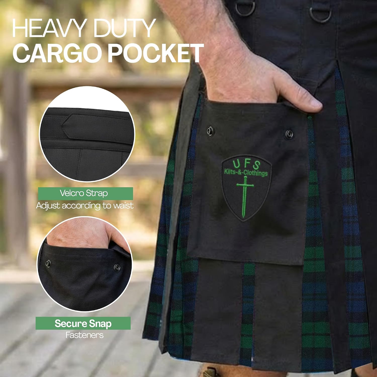 UFS Men’s Utility Kilt – Traditional Scottish Kilt for Men, Cotton Casual & Costume Wear