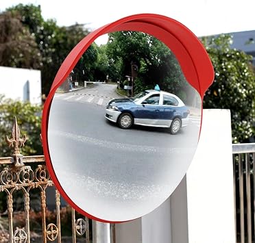 2 Pcs Safety Convex Mirrors 24" Traffic Driveway Corner Mirror Security Round Mirror Red for Blindspot Outdoor Road Parking Lot Garage Warehouse 2pcs 24inch
