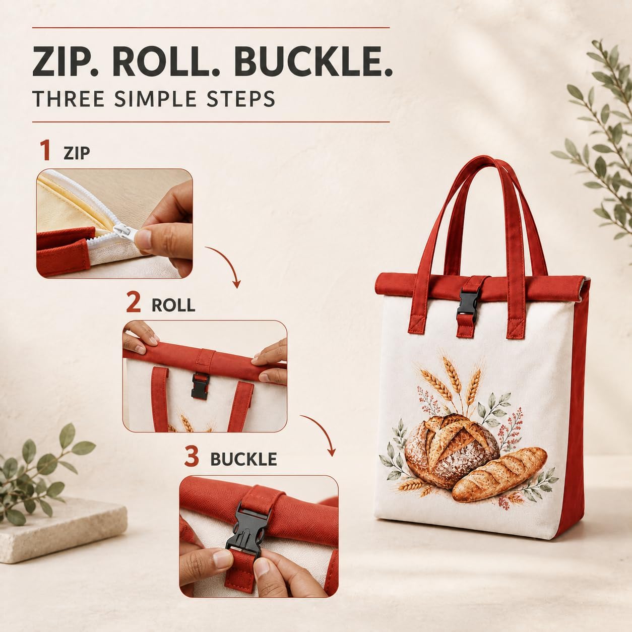 Beeswax Bread Bags for Homemade Bread & Sourdough, 2 Pack (Brick Red) image 4