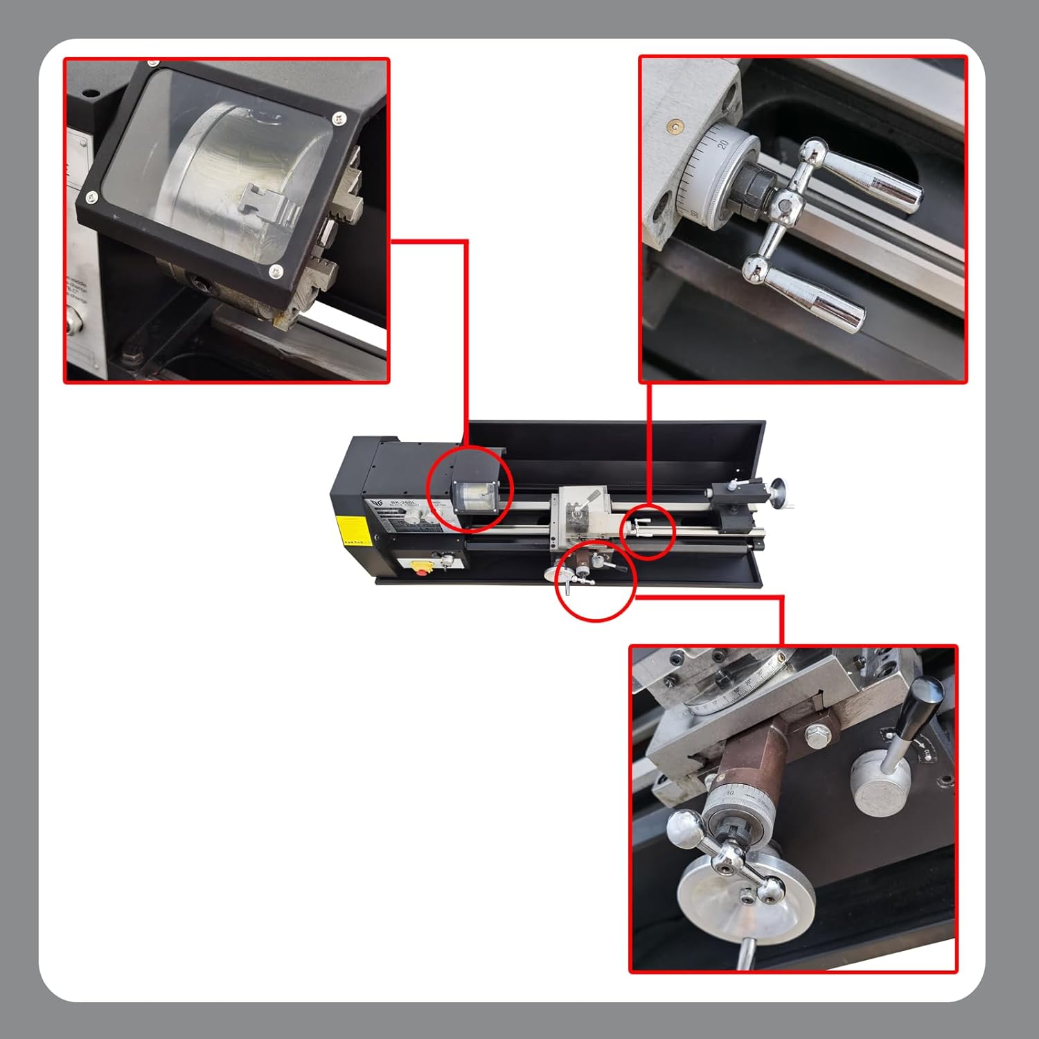BK260L 110V Heavy-duty Precision Metal Bench Lathe 10.2"*27.6" AC Motor Metric Screw Thread Way Wood Horizontal Processer