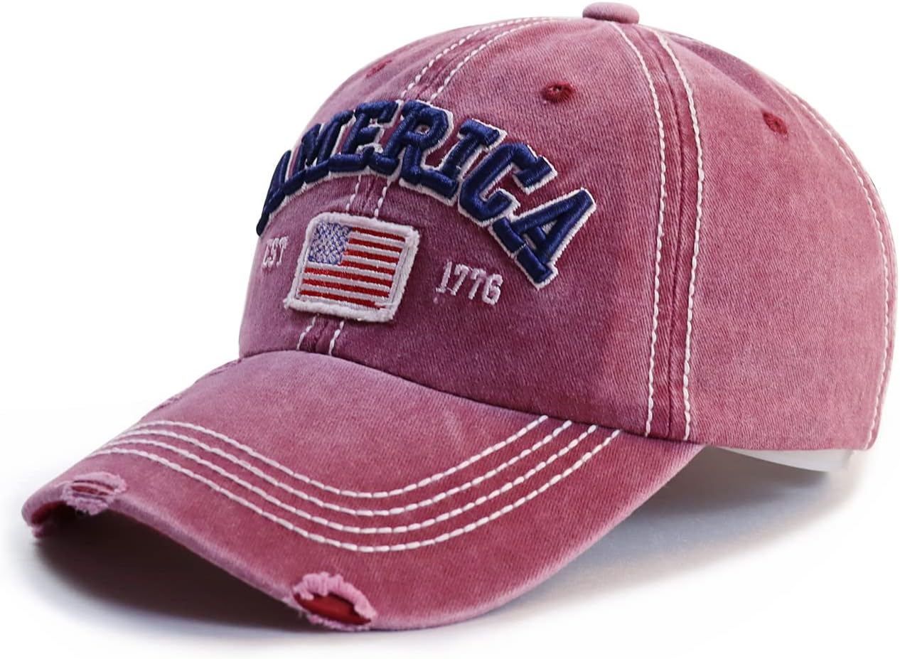 GzacDeope America EST 1776 Flag Hat for Men Women, USA Flag Baseball Cap image 2