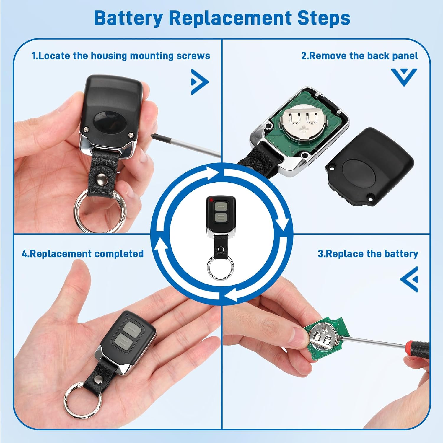 5 Garage Door Opener Remote, for liftmaster Chamberlain Craftsman Garage Door Opener Remote Keychain, for Purple Yellow Orange Red Green Learn Button 893MAX 891LM 893LM 890max