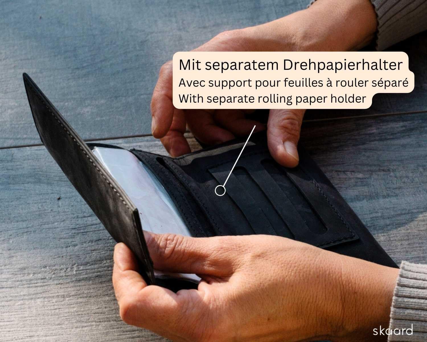 skaard Tabaktasche Leder, Braun, Tabakbeutel mit Taschenaschenbecher