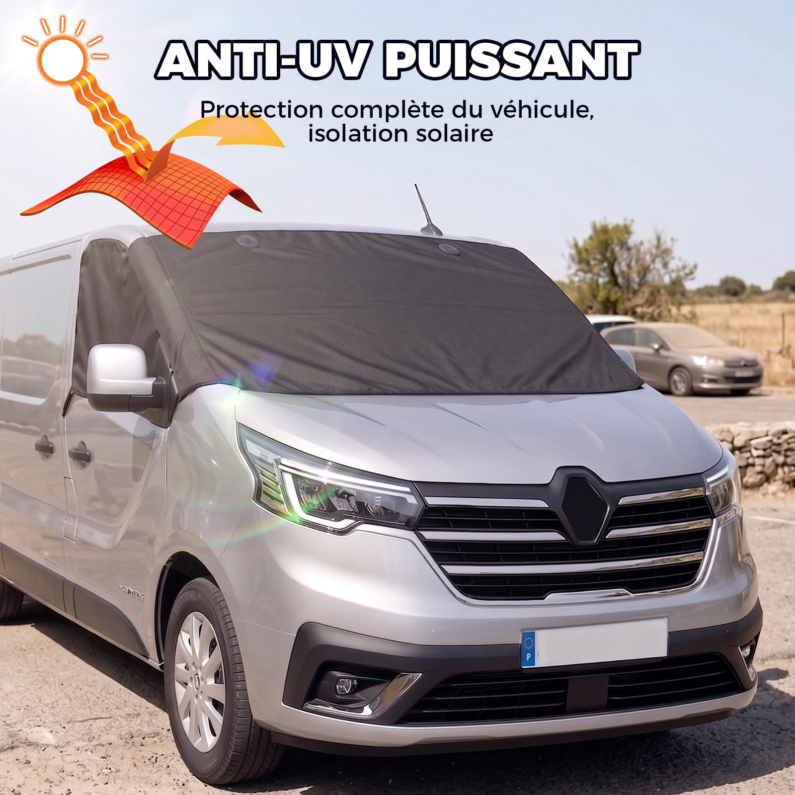 Housse De Pare-Brise Thermique Externe, Protection Pare Brise Camping Car, Trafic 3, Tissu 600D Oxford, Anti-UV. Trafic 2, Brise-Soleil Portables Occultants
