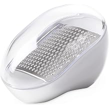 Omada Unique Small Cheese Grater With Storage Container and Domed Lid Acrylic Casing with Stainless Steel Grater Dishwasher Safe and BPA Free