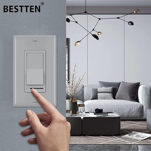 Vista 11 de BESTTEN Paquete de 2 interruptores de luz reguladora, control de iluminación universal, un solo polo o 3 vías, compatible con lámpara LED regulable