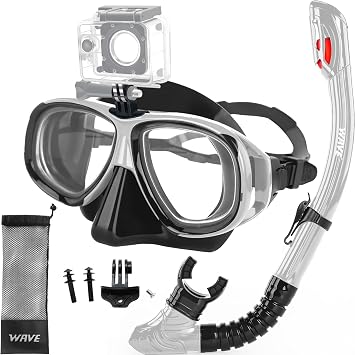 Nearsighted Snorkel Gear, Nearsighted Dry Snorkel Set for Adult Youth, Shortsighted Anti Fog Diving Mask & Dry Top Snorkel with Detachable Camera Mount for Scuba Diving, Snorkeling, Freediving