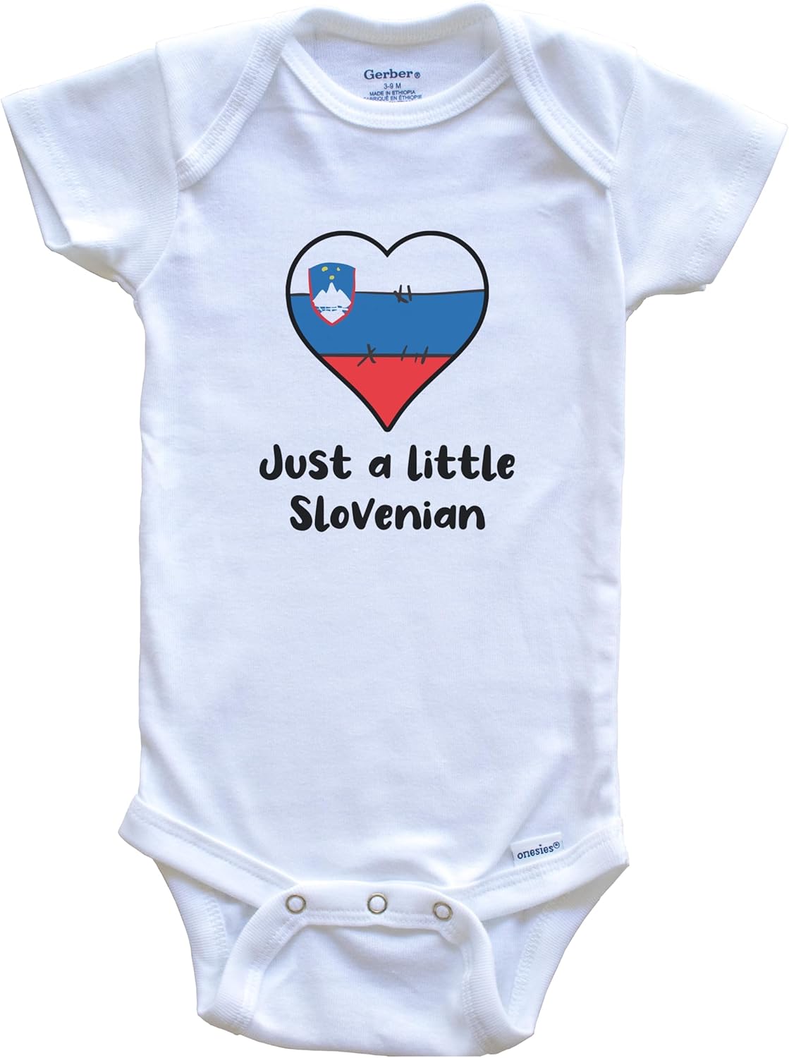 Really Awesome Shirts Just A Little Slovenian Slovenia Flag Heart One Piece Baby Bodysuit