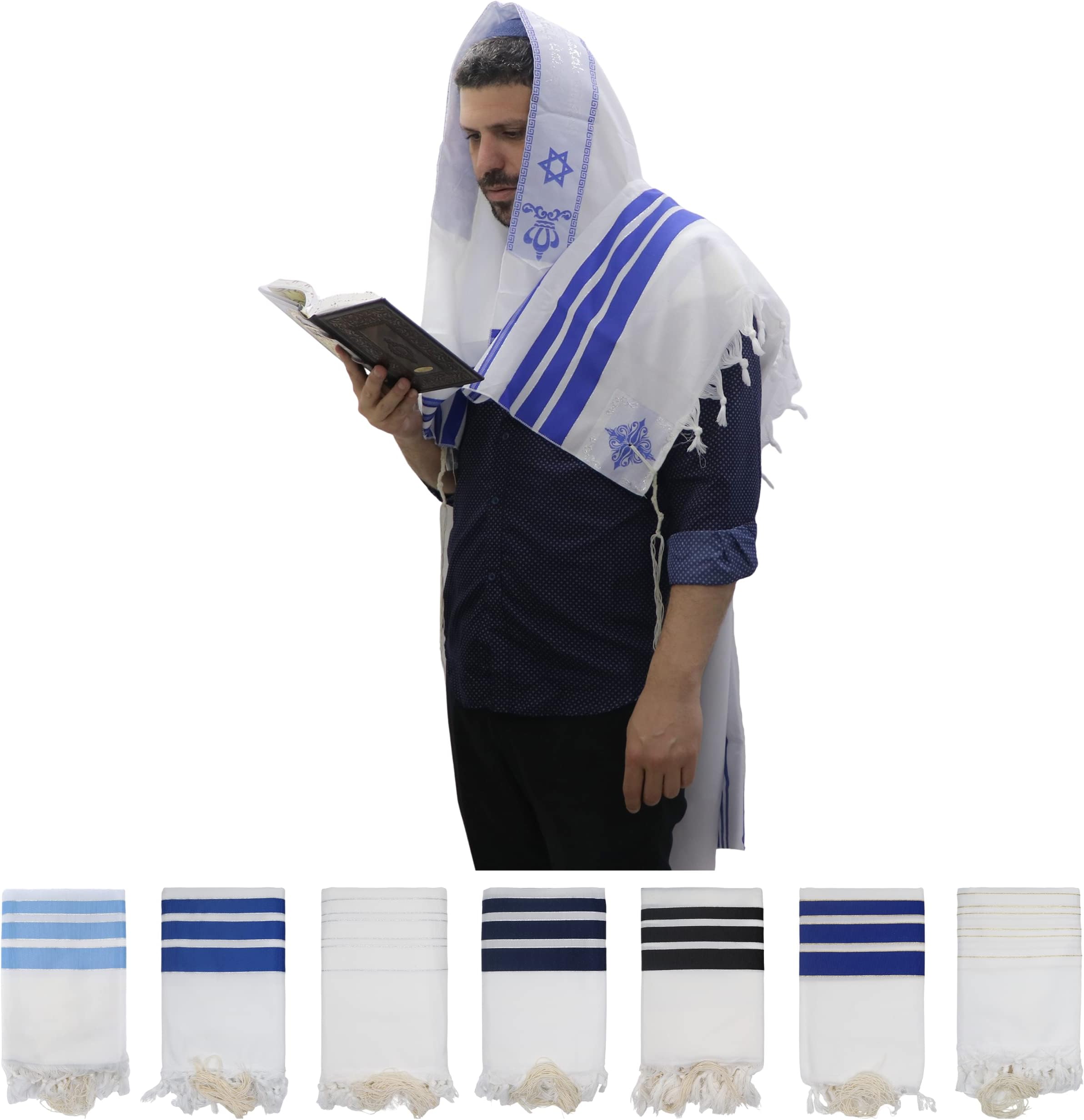 Ateret JudaicaFull Size Tallit Prayer Shawl, Certified Kosher, Blessing On Neckband.Design&Made in Israel.