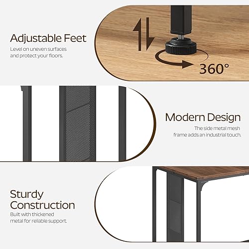 Miniatura 5 de Mesa de comedor para 6-8, mesa de cocina grande de 63 pulgadas, mesa de comedor industrial, mesa rectangular de madera con pies ajustables, para