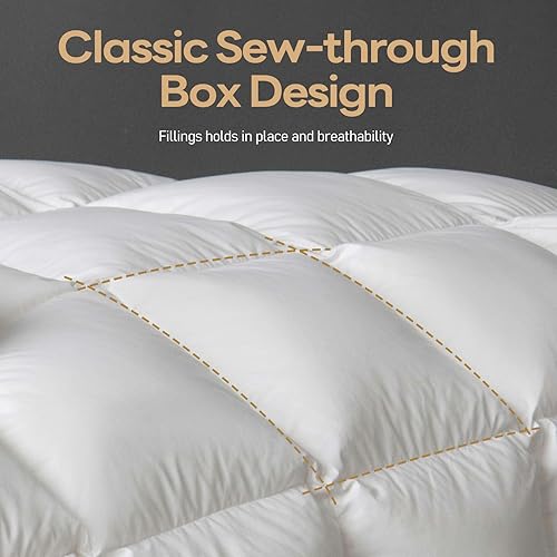 Miniatura 3 de Edredón de fibra de plumón ultrasuave tamaño Queen, lujoso relleno de edredón esponjoso para todas las estaciones, alto poder de relleno, esponjoso