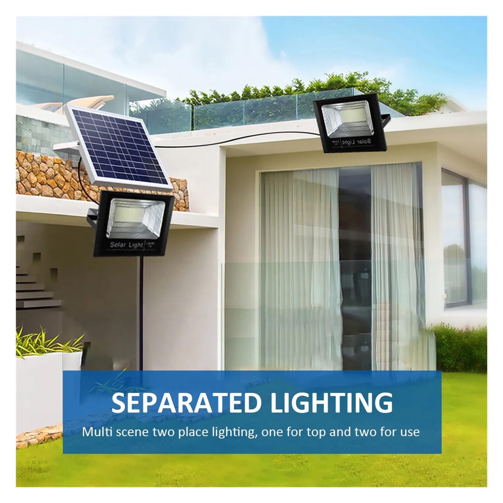 Luci da Esterno, Luci solari Lampada da parete a LED for esterni giardino Faretti Edifici Luce solare IP67 impermeabile Illuminazione di emergenza for cortile