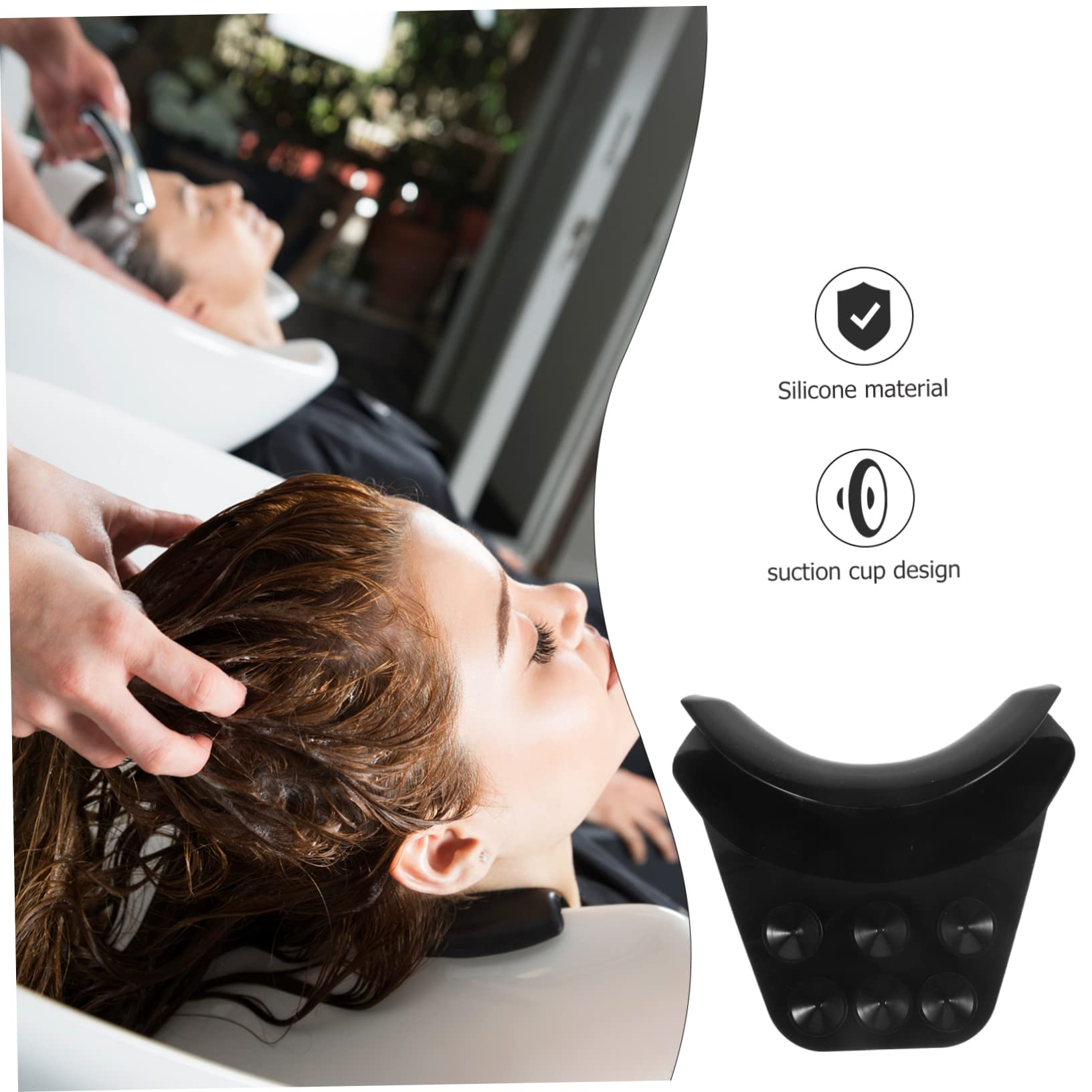 VALICLUD 3 Pièces Oreiller Shampooing Coussin Repose-Nuque Oreiller De Cou pour Le Lavage des Cheveux Repose-Nuque De Salon Repose-Nuque en Silicone Gel De Silice Black