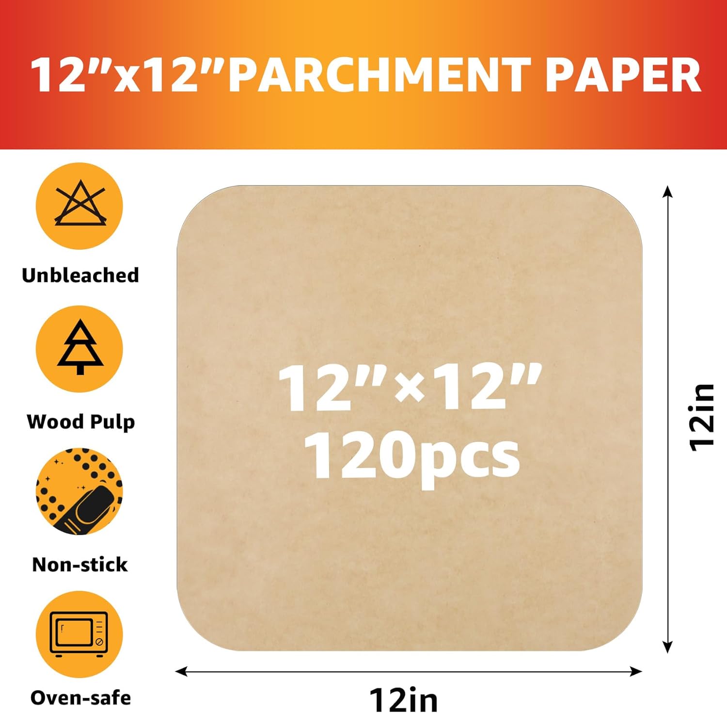 12 inch Air Fryer Parchment Paper Squares, 120 Sheets Unbleached Pre-Cut Baking Disposable Paper Liner for Ninja Foodi Flip S SP101 SP201 SP301 SP351, Cuisinart Toaster Oven - Image 4