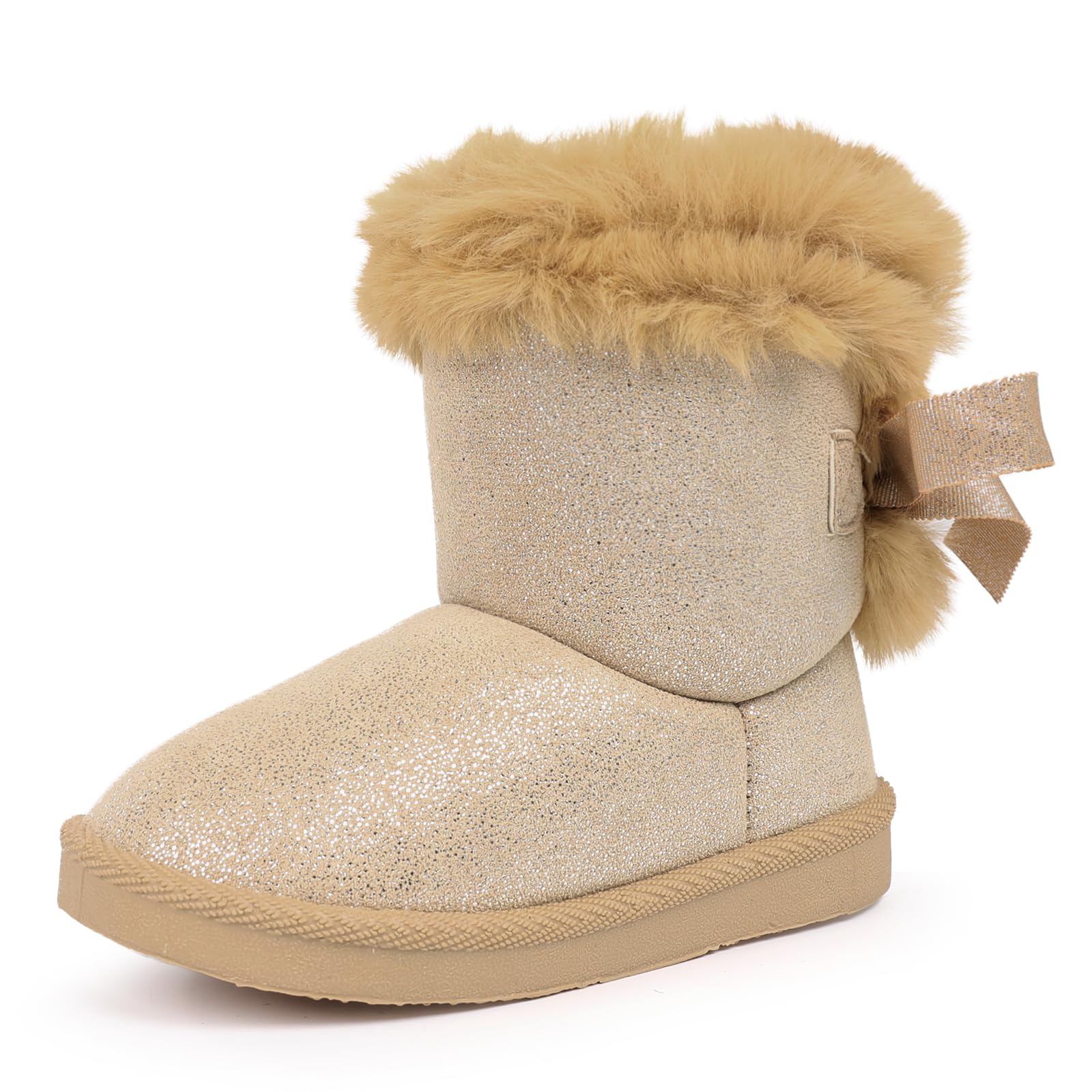 FANTURE Toddler Winter Snow Boots with Zipper,Suede Upper