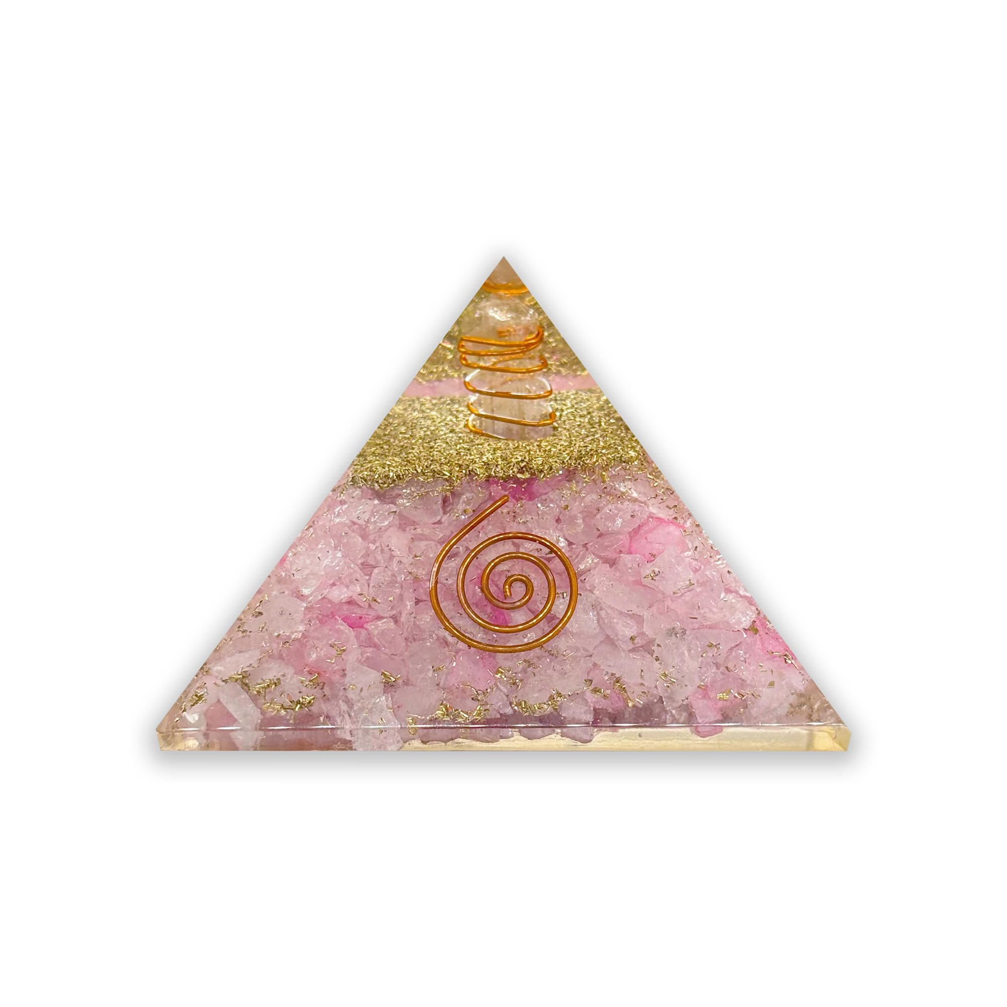 LAMARE - Pirámide de Orgonita con Cuarzo Rosa - Equilibrio Energético y Espiritualidad – Ambiente de Calma y Equilibrio – Armonía y el Bienestar – 3” (76 mm aprox.)