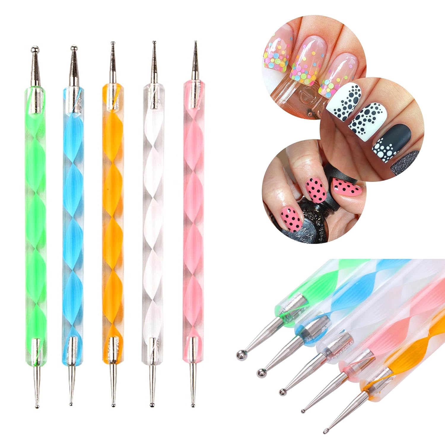 Nail Art Pens Nail Kit 47 Pcs, Dotting Foil 15 Pcs Nail Designer Kit Set, Designer Nail Foil, Paillette Decoration Manicure 5 Boxes Rhinestones Tape Color for Nails : Beauty & Personal Care
