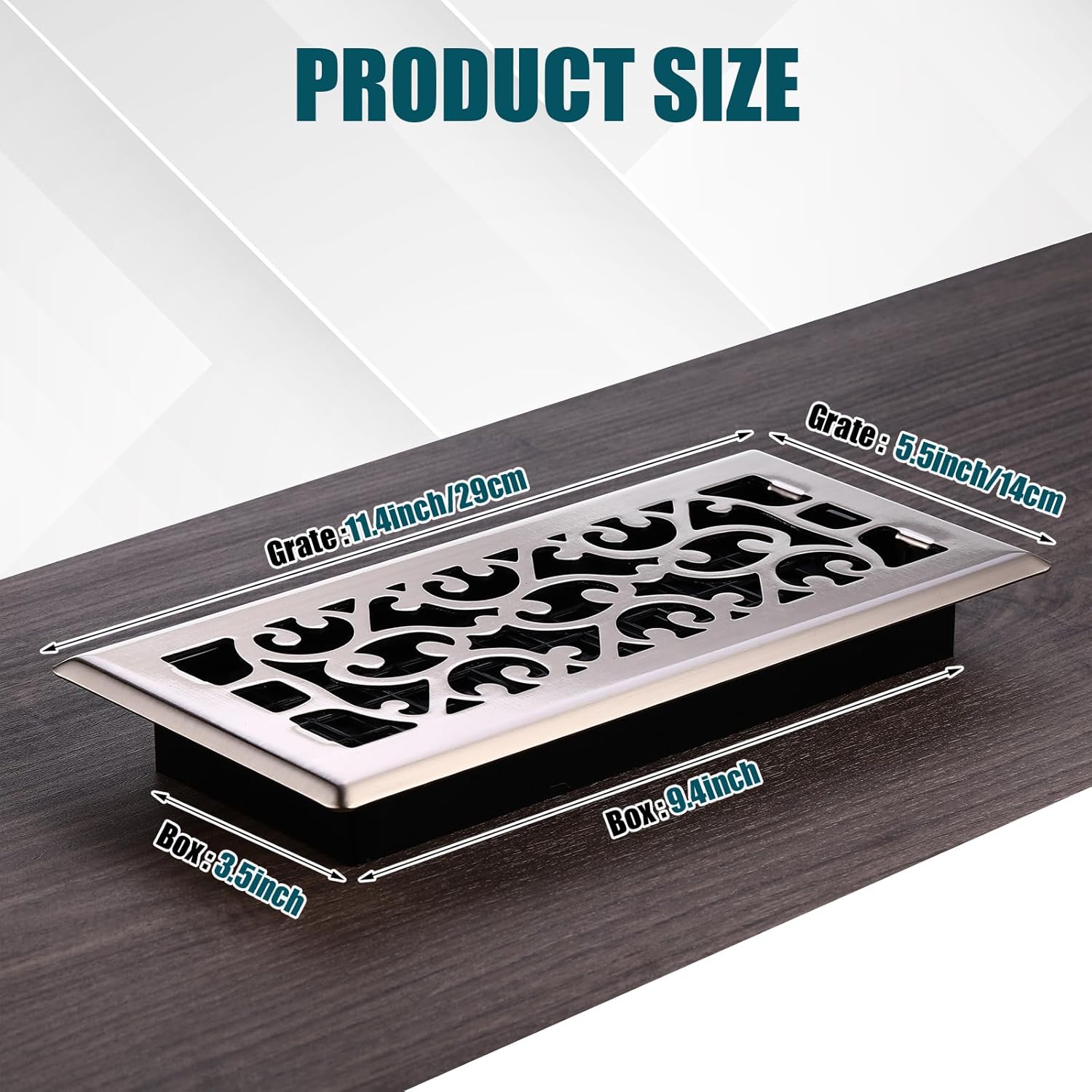 10 Pcs Heavy Duty Floor Registers Carbon Steel Walkable Floor Vent Covers Easy Adjust Air Flow Vents Floor Decoration for Home Heater Air Grilles Vents Supply(Nickel,4 x 10 Inch) Nickel 4 x 10 Inch