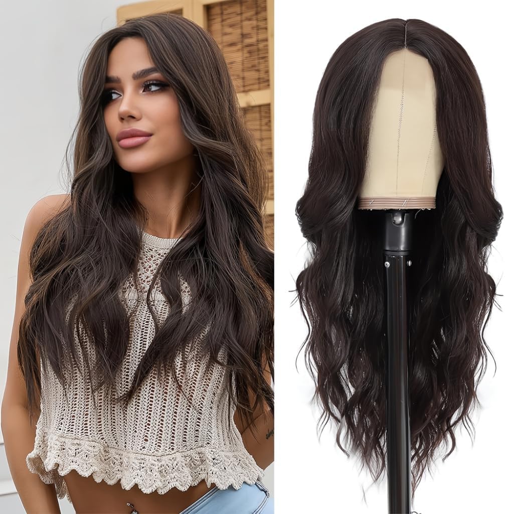 Full Head Hair Wig For Women (Brown) Curly And Synthetic Hair With Net Wig Cap Cosplay Replacement Wig
