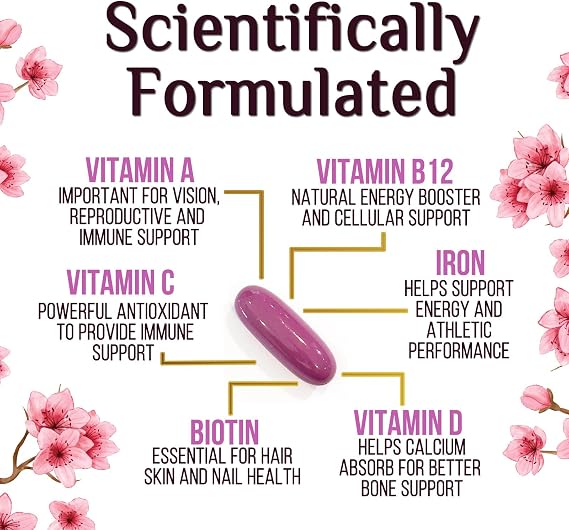 Multivitamin for Women - Complete Daily Womens Multivitamins with Calcium, Folic Acid, Vitamin A, C, D, E, B Vitamins, Zinc and Iron - Vitamins for Bone, Energy & Immune Support - 60 Softgels