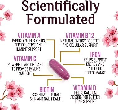 Multivitamin for Women - Complete Daily Womens Multivitamins with Calcium, Folic Acid, Vitamin A, C, D, E, B Vitamins, Zinc and Iron - Vitamins for Bone, Energy & Immune Support - 60 Softgels