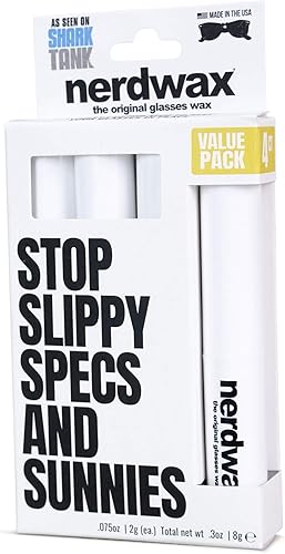 Nerdwax Glasses Wax - 4ct Value Pack | Stop Sliding Glasses | Anti-Slip Eyewear Retainer | As Seen on Shark Tank