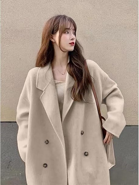 Amazon | [ODOKAY] ベージュ チェスターコート マキシ丈 ダブルボタン