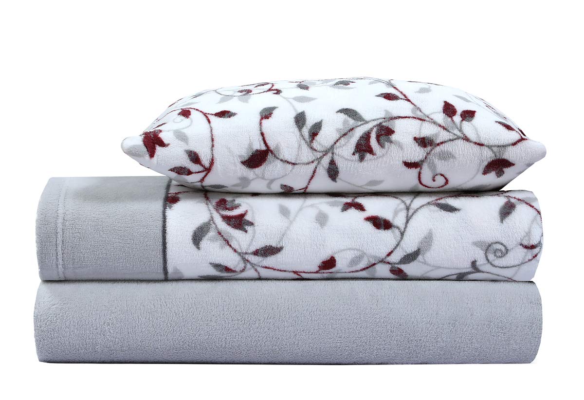 Paula Home Juego Sábanas CORALINA, Térmica para Invierno 3 Pcs 240Gr/M². Incluye Encimera, Bajera Ajustable y Funda Almohada. (Gris 135x190/200+30cm para Cama 135)