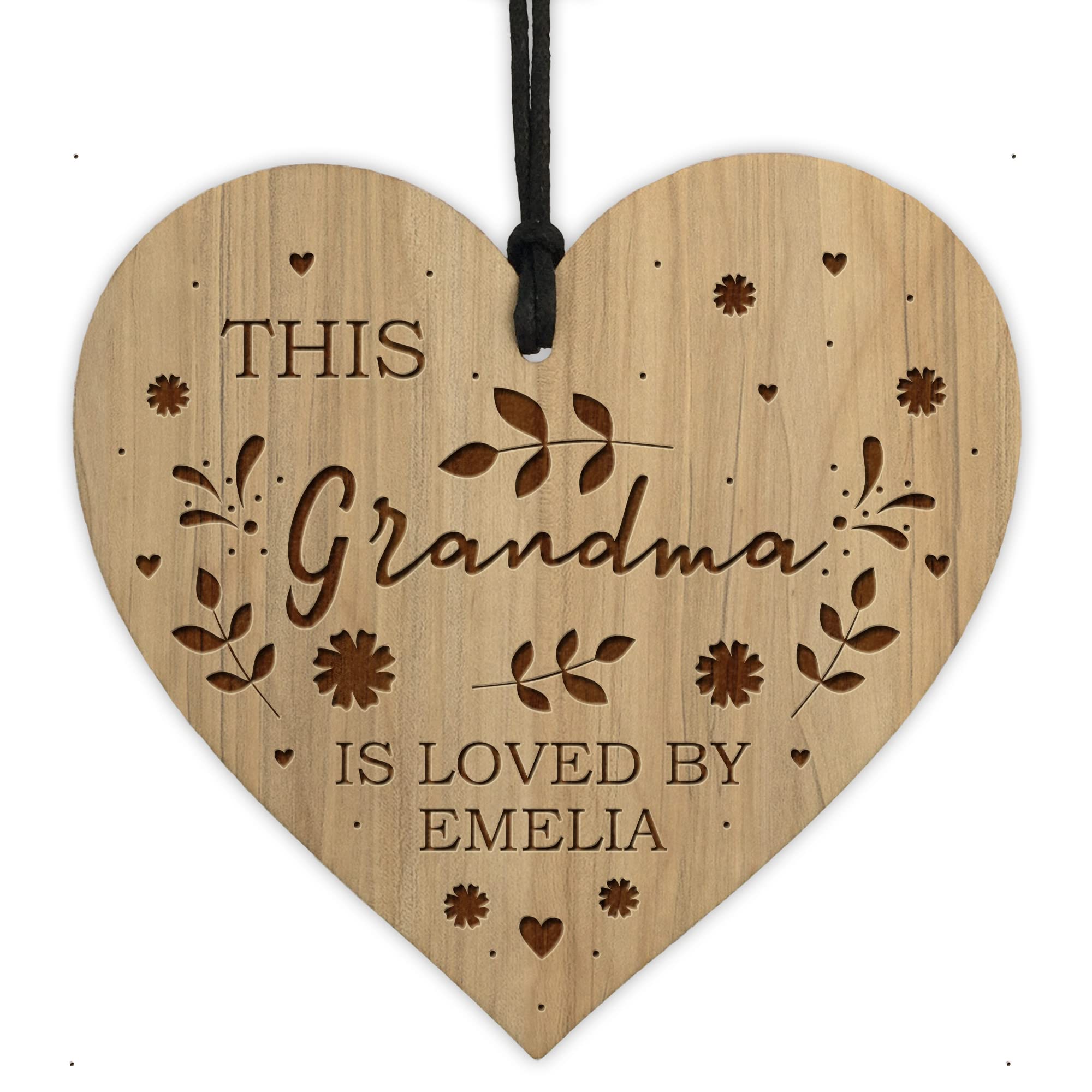 Red Ocean Grandma Gifts For Birthday Christmas Personalised Engraved Heart Gift From Grandchildren Gift For Grandma