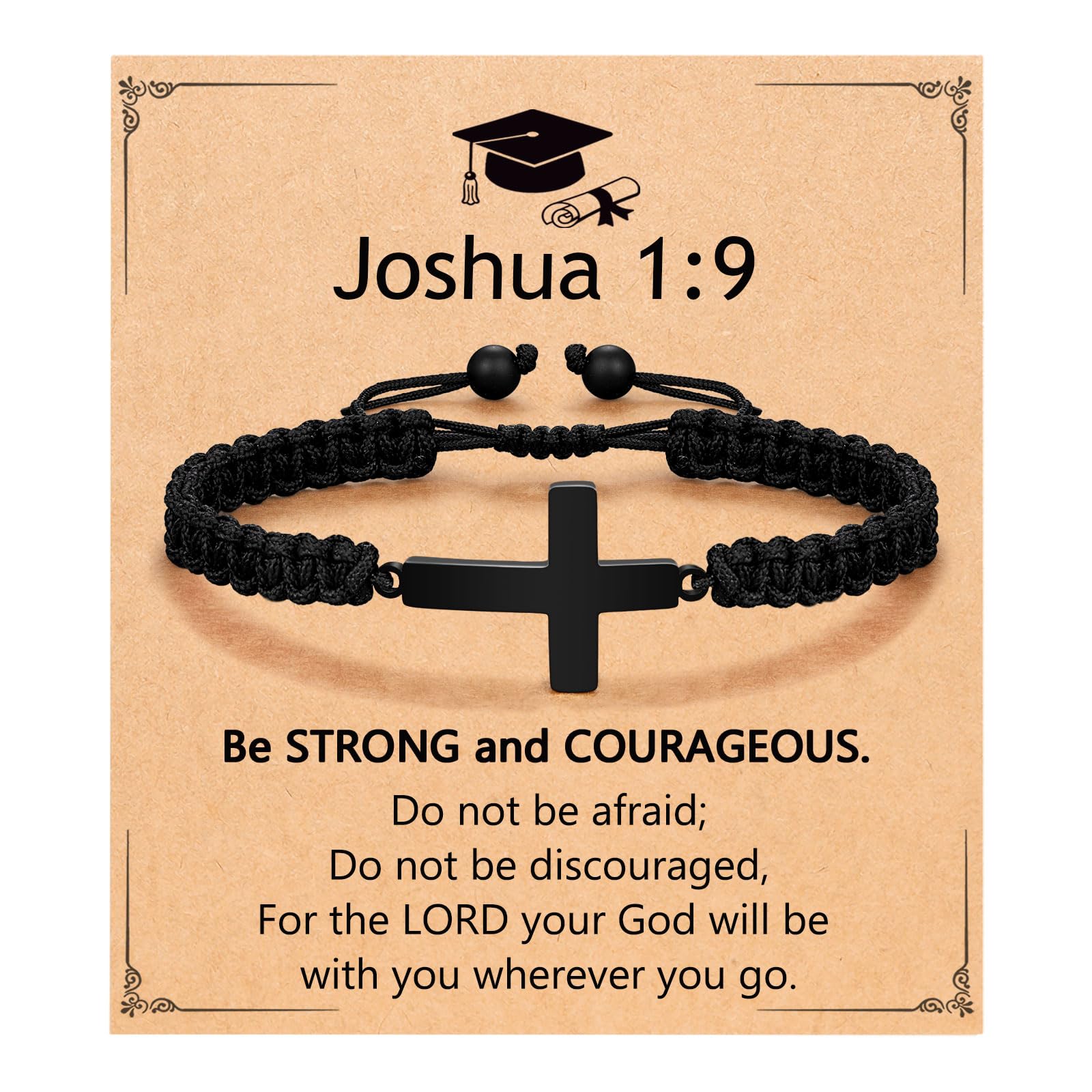 Cross Braided Bracelet for Men/Boys Birthday Graduation Christmas Confirmation Communion Gifts for Son Grandson Nephew