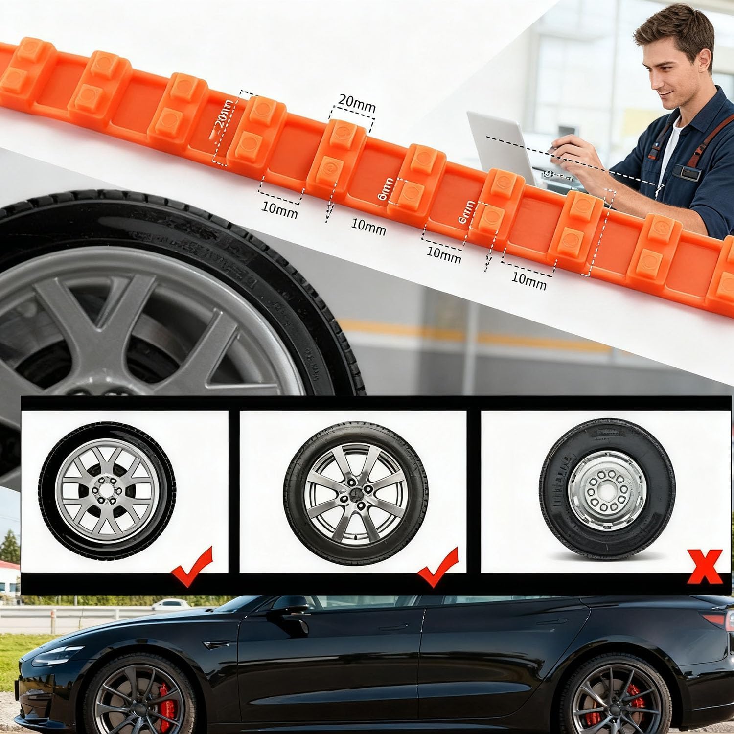 10/20/30/40/50/80/100 Pc Universal Reusable Anti-Skid Nylon Tire Chains, Portable Snow Tire Straps, 145-295mm Adjustable Temporary Tire Straps For For Snow Ice Mud (60PC)