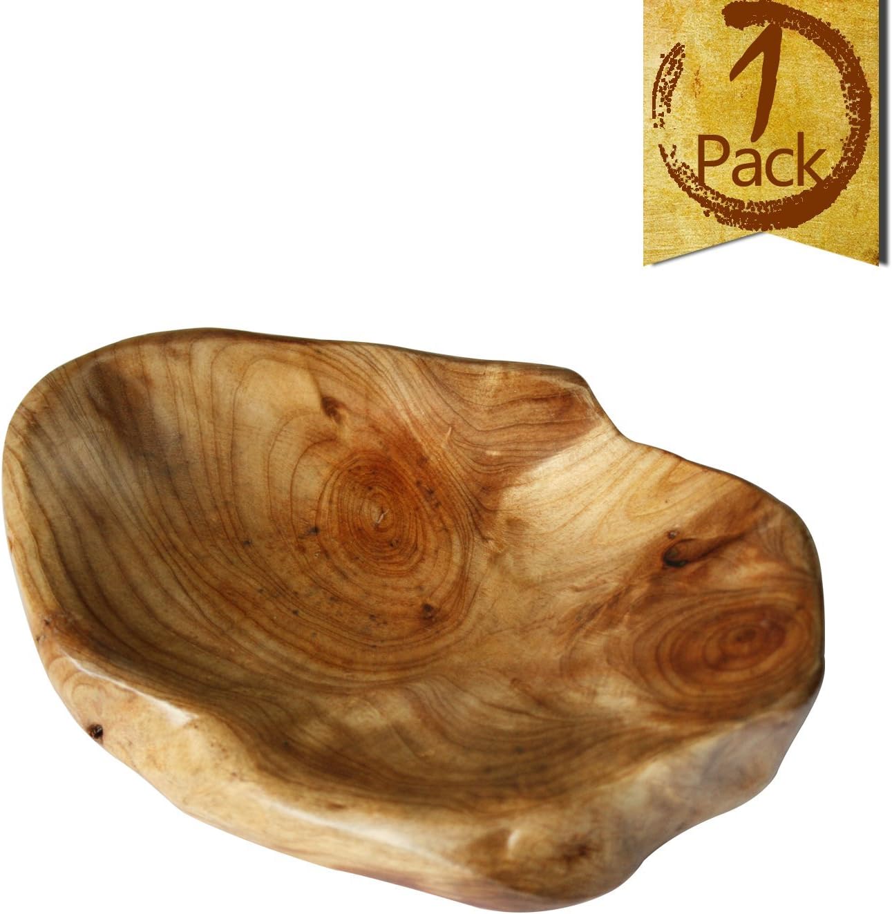 LOL MART Food Storage Root Carving Natural Wood Crafts Serving Tray (The Length 9~10.5inch)