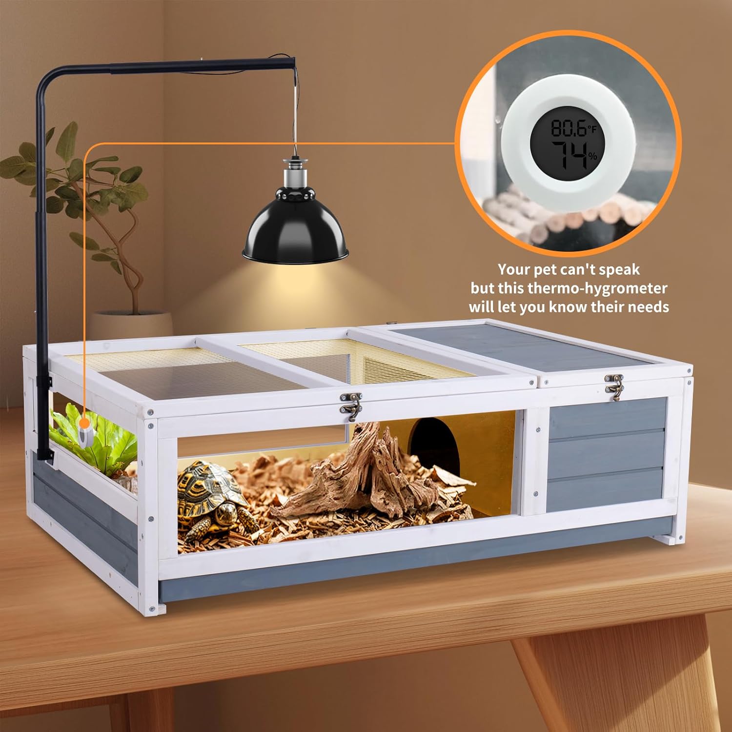 Nicedday Tortoise Habitat with Adjustable Lamp Holder Indoor Tortoises Enclosure for Small Animal Lizards Hamster Snake Turtle Habitat Reptile Cage