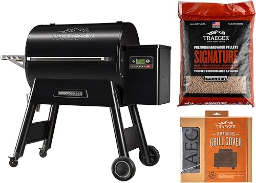 Traeger Grills Ironwood 885 - Parrilla de pellets de madera y ahumador con cubierta y pellets exclusivos con tecnología Alexa y WiFIRE Smart Home,