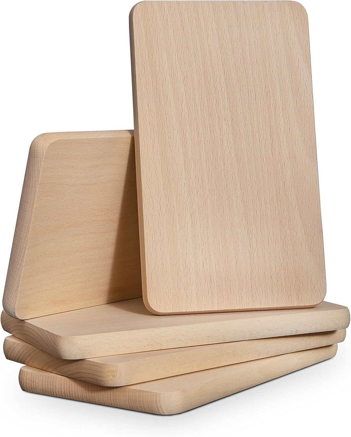 Frühstücksbrettchen Holz - Natur Buche unbehandelt - 10 x Holzbrettchen - Küchenbrett Brot Küchenutensilien - ca.24 x 14 x 1.5 cm - Schneidebrett Brett - Umkehrbar Vesperbrett - Brettchen